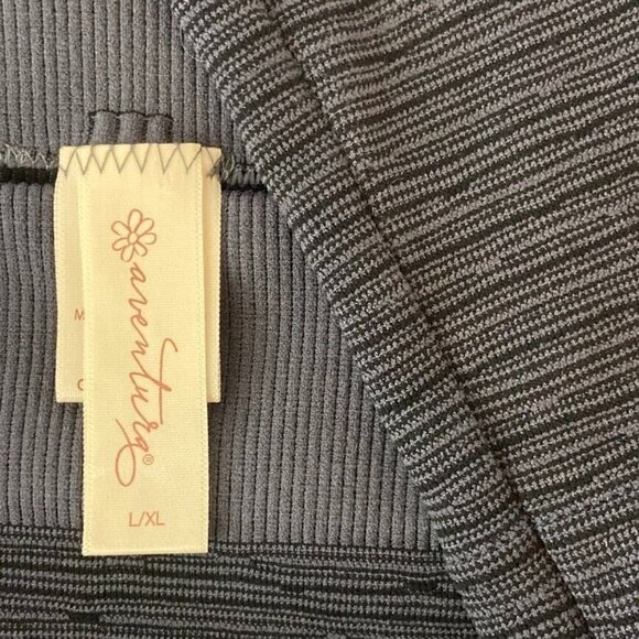 Aventura Striped Footless Tights L/XL Gray And Black - Picture 3 of 5